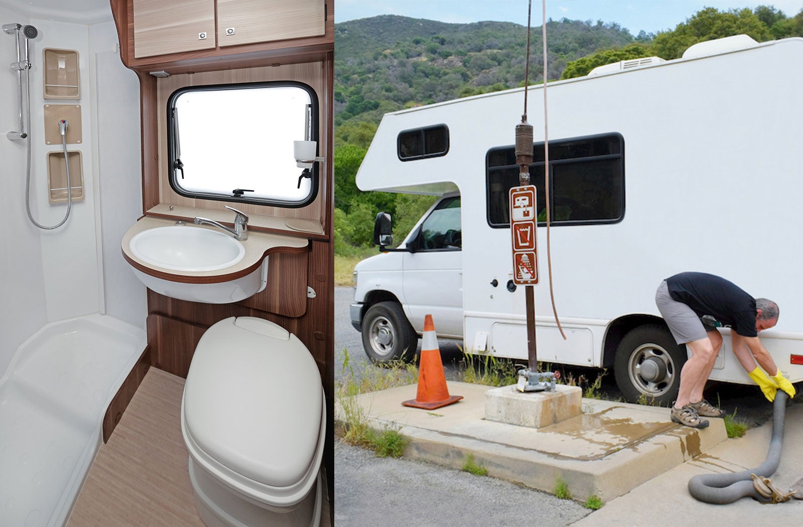 Portable RV/camper toilet and holding tank setup in Henderson, North Carolina