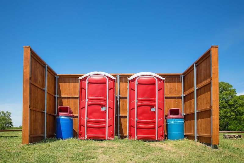 Short-term porta potty units staged for delivery in Henderson, North Carolina